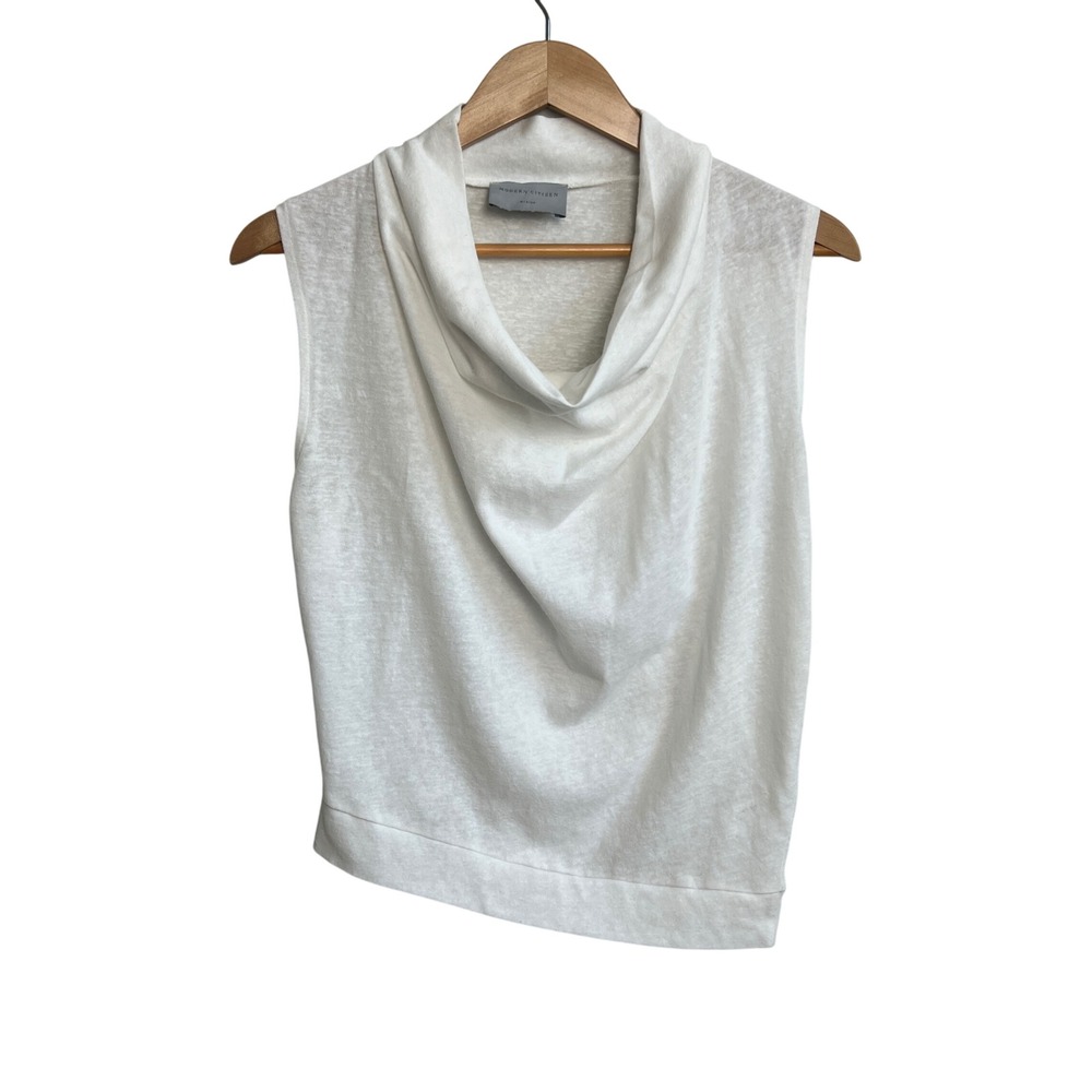 Modern Citizen White Cowl Neck Sleeveless Top Casual Blouse Cotton BlendMedium